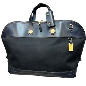 Dooney & Bourke Extra Large Weekender Travel Bag Black Leather Twill VTG